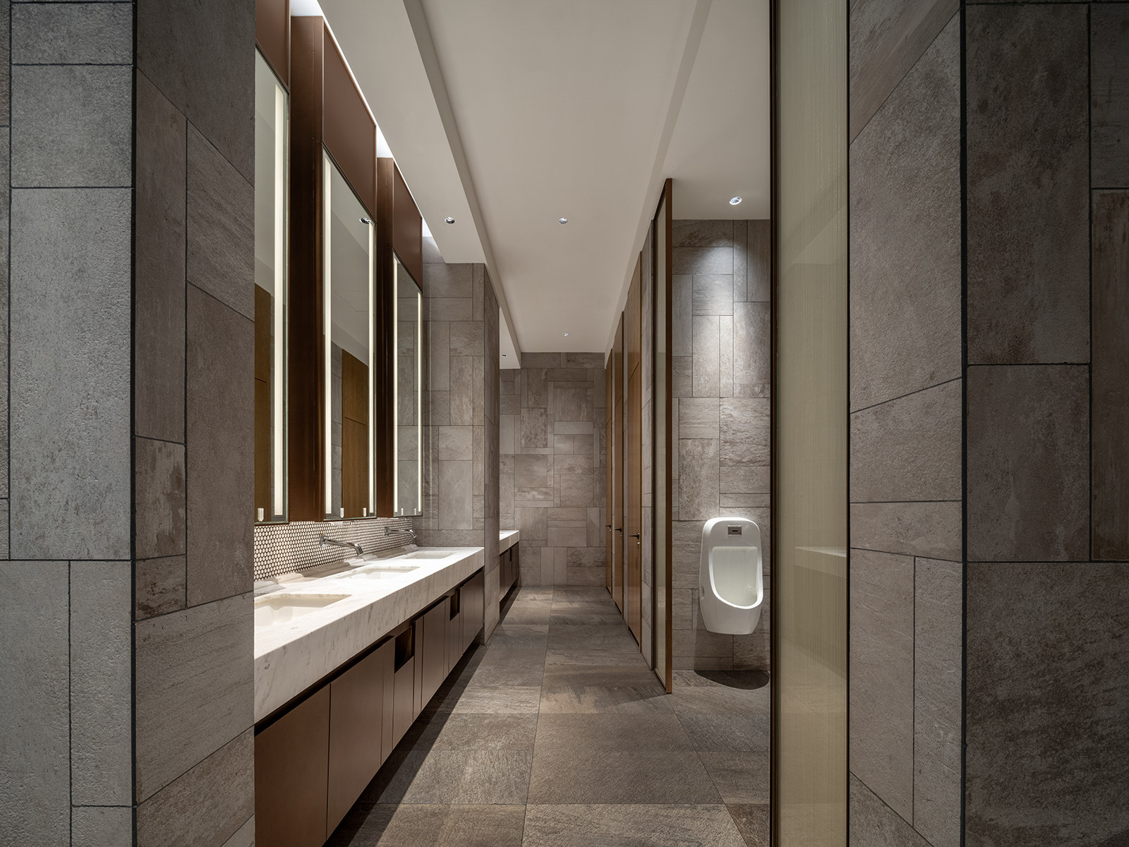 10hotel public bathroom with custom vanity cabinet Hotel interior design ideas modern restroom
