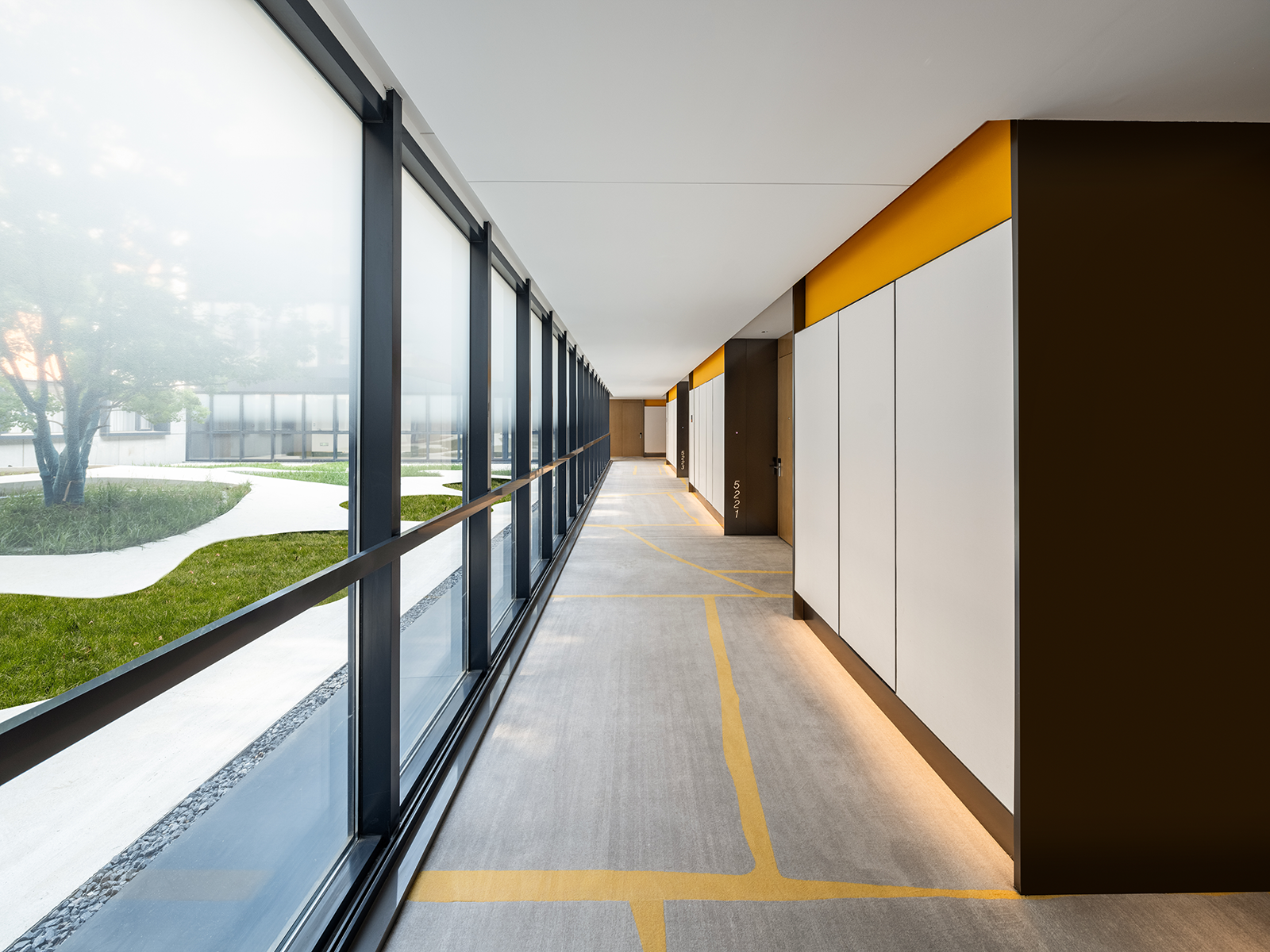 12bright hotel corridor with wood door panels Hotel interior design ideas hallway architecture