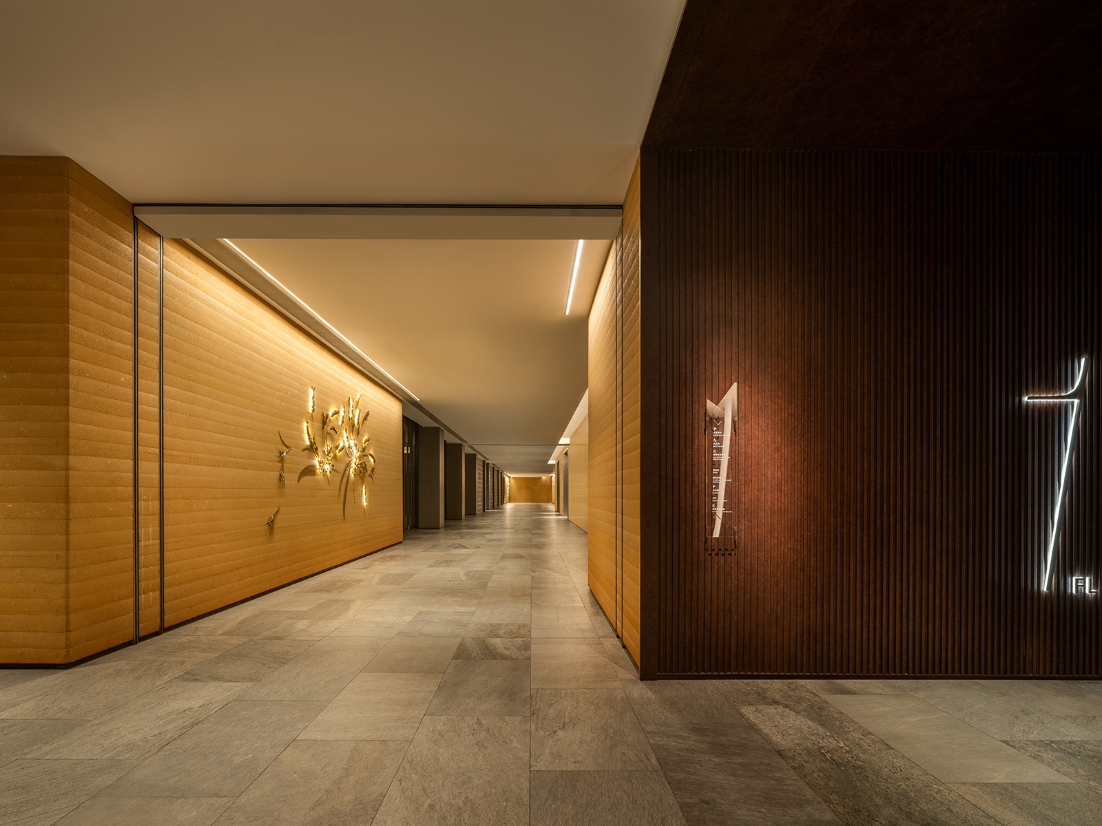 5warm wood hotel corridor with wall lighting Hotel interior design ideas modern corridor