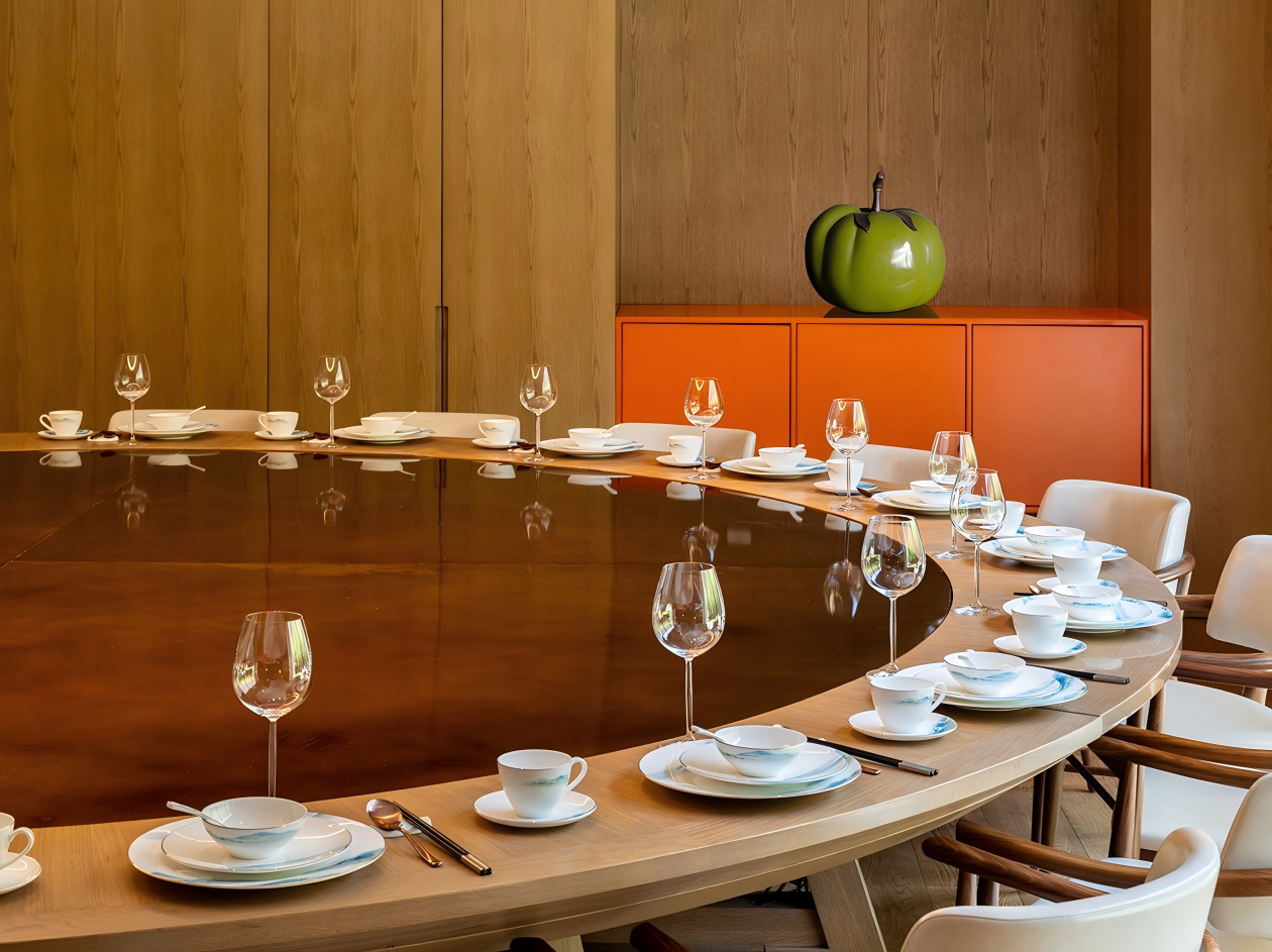 6luxury private dining room with custom round table Hotel interior design ideas banquet setup