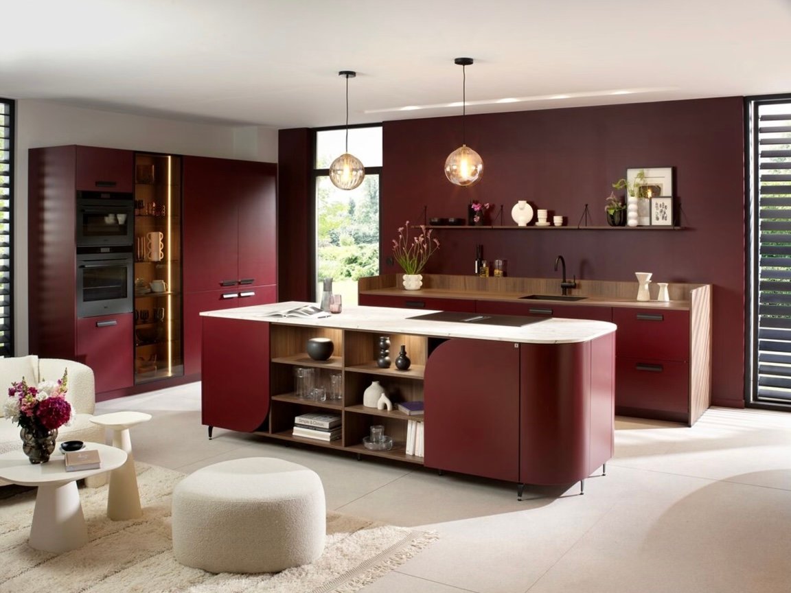 Red Modern Kitchen Cabinets