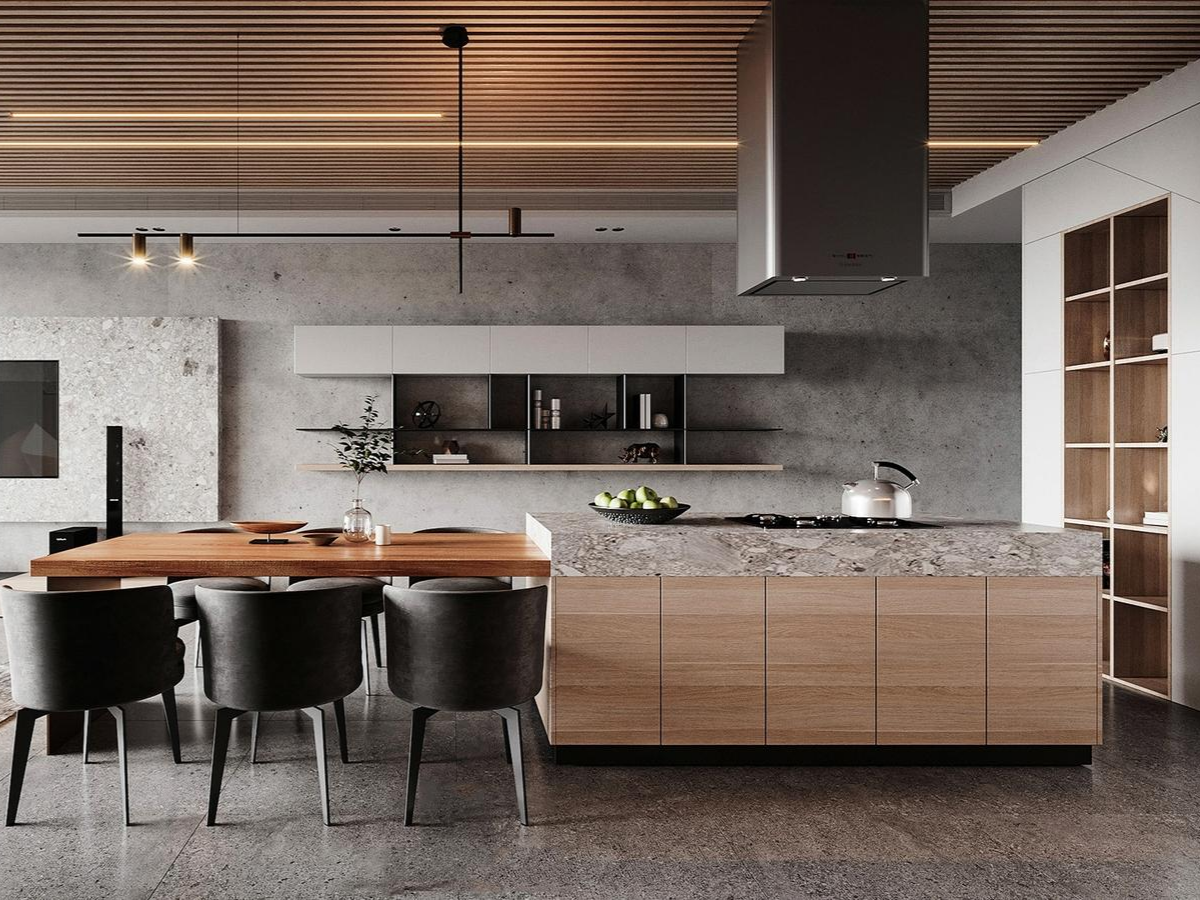 contemporary open space kitchen dining integrated design