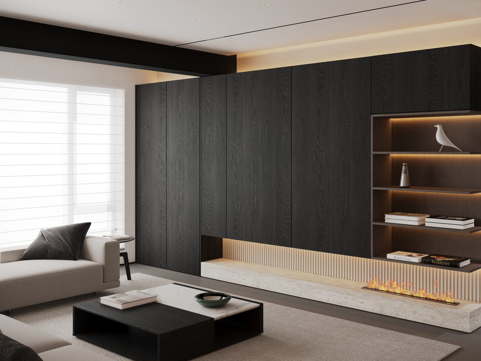 custom-dark-wood-living-room-fireplace-wall-unit