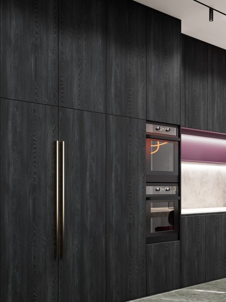 custom kitchen cabinets tall storage dark wood design 1