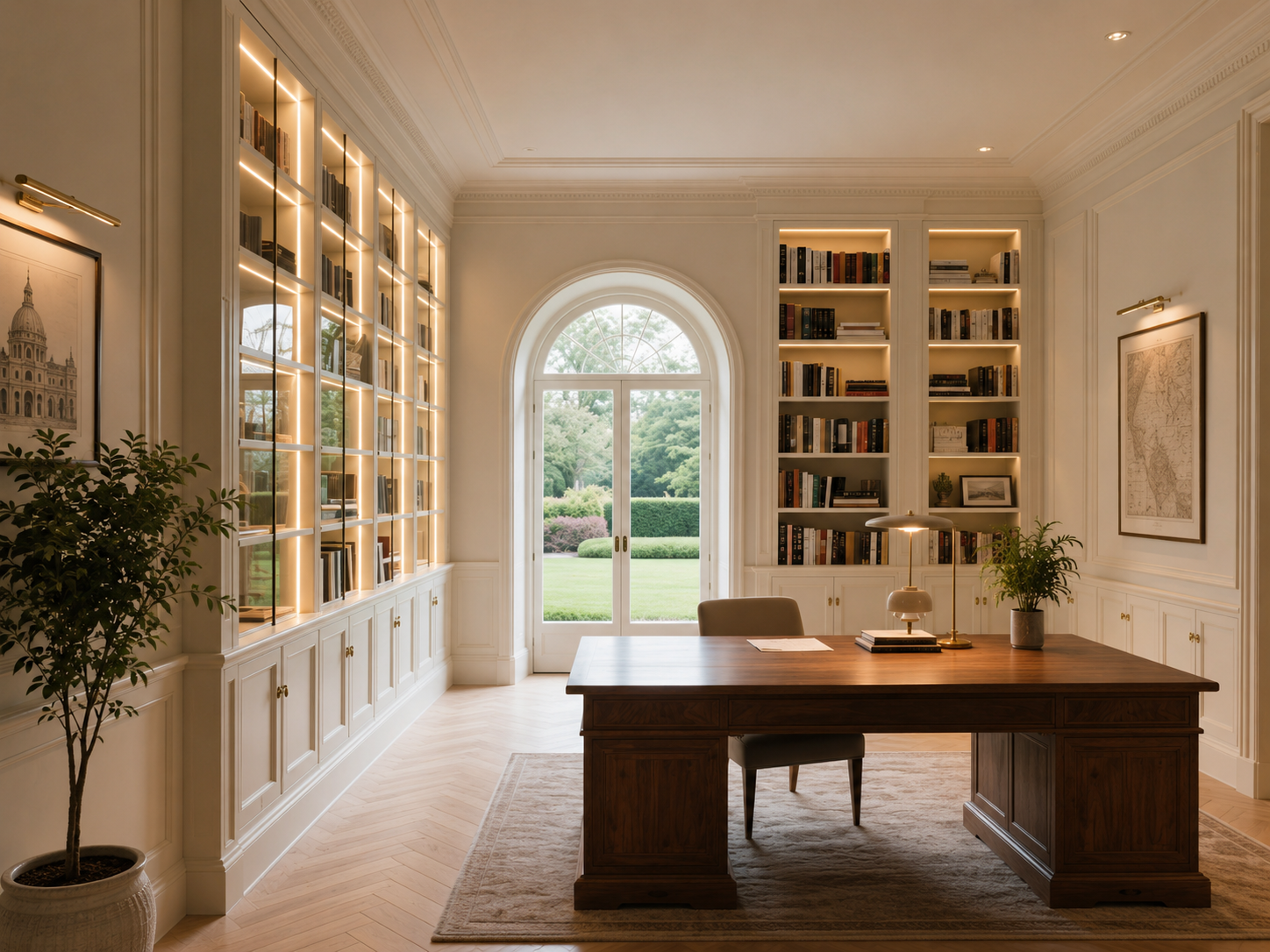 custom wall bookcase classic home library design
