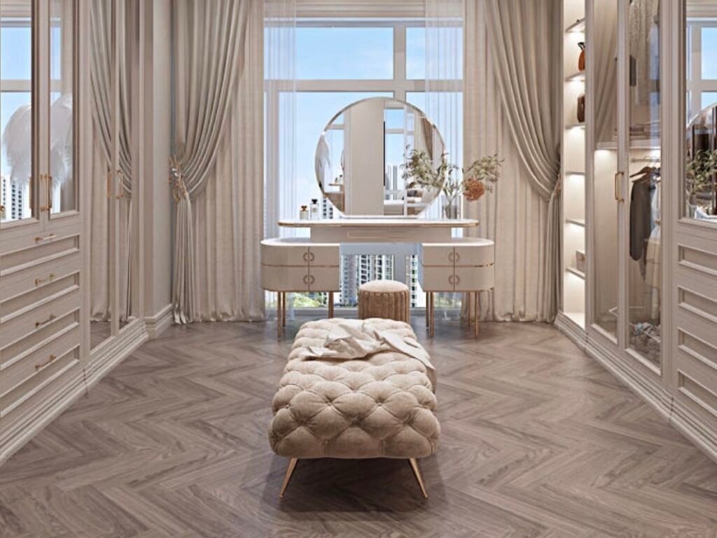Luxury wardrobe design inside luxury ottoman.