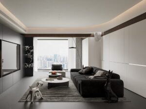 Spacious modern living room interior decor
