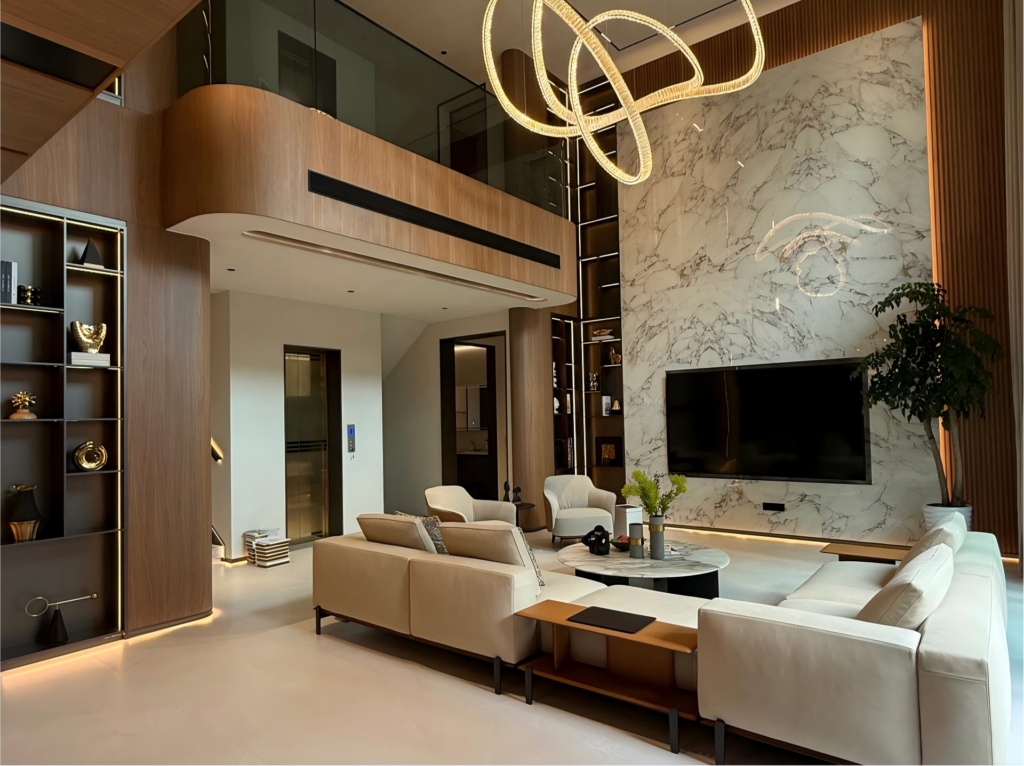 Luxury open concept villa living area
