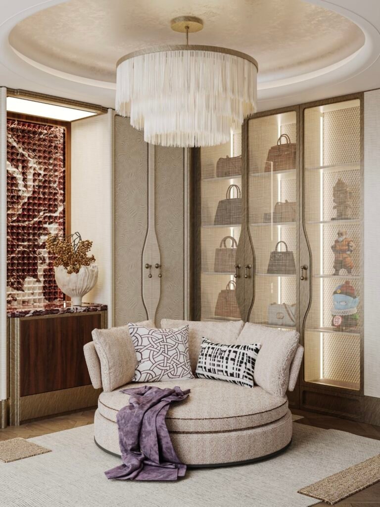 high end walk in closet display cabinet lighting desig