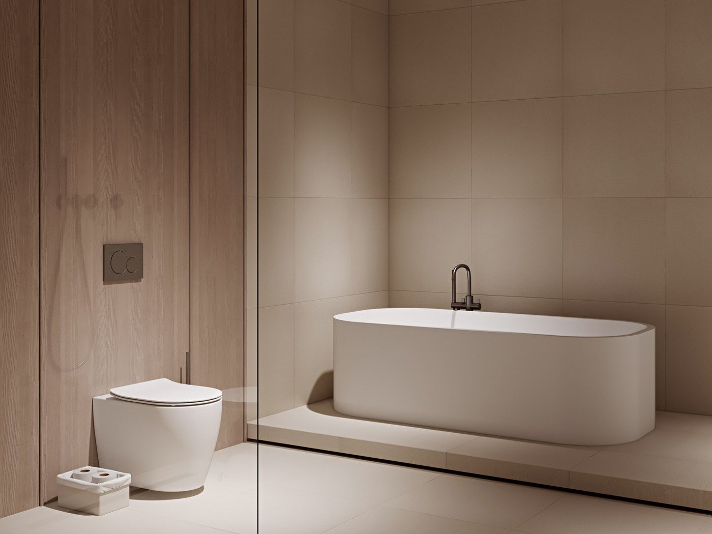 japandi bathroom wood wall bathtub japandi-bathroom-wood-wall-bathtub