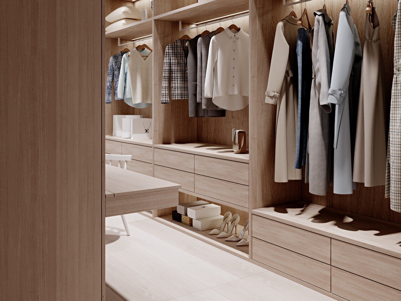 japandi walk in closet wood wardrobe japandi-walk-in-closet-wood-wardrobe