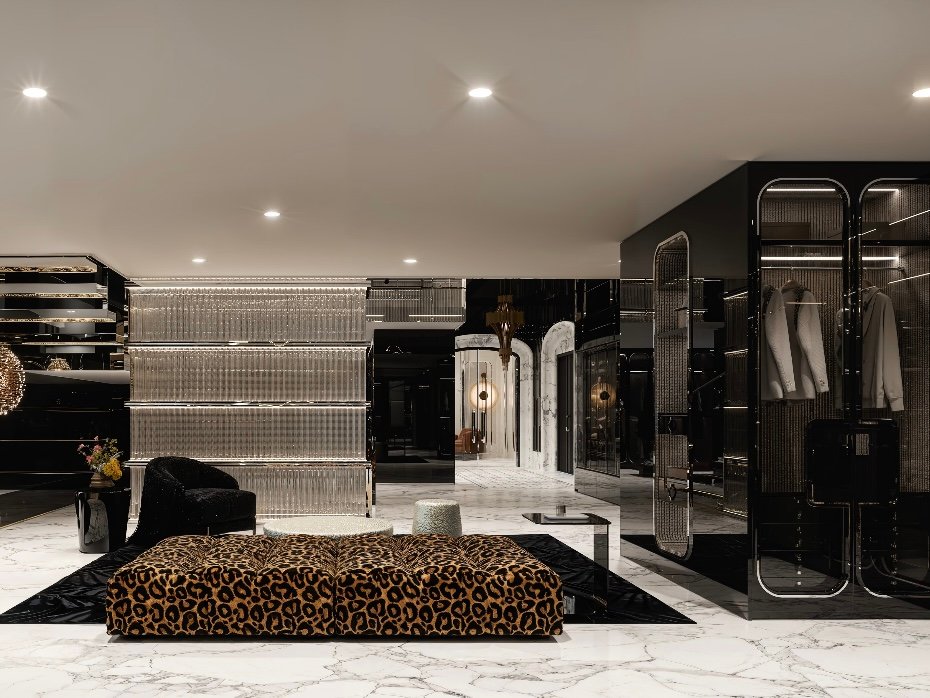 luxury black walk in closet custom wardrobe design