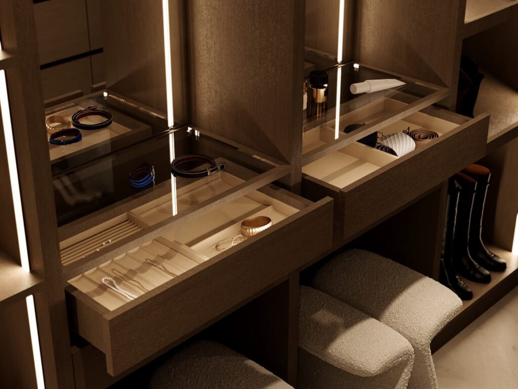 luxury jewelry storage drawers for custom walk in closet