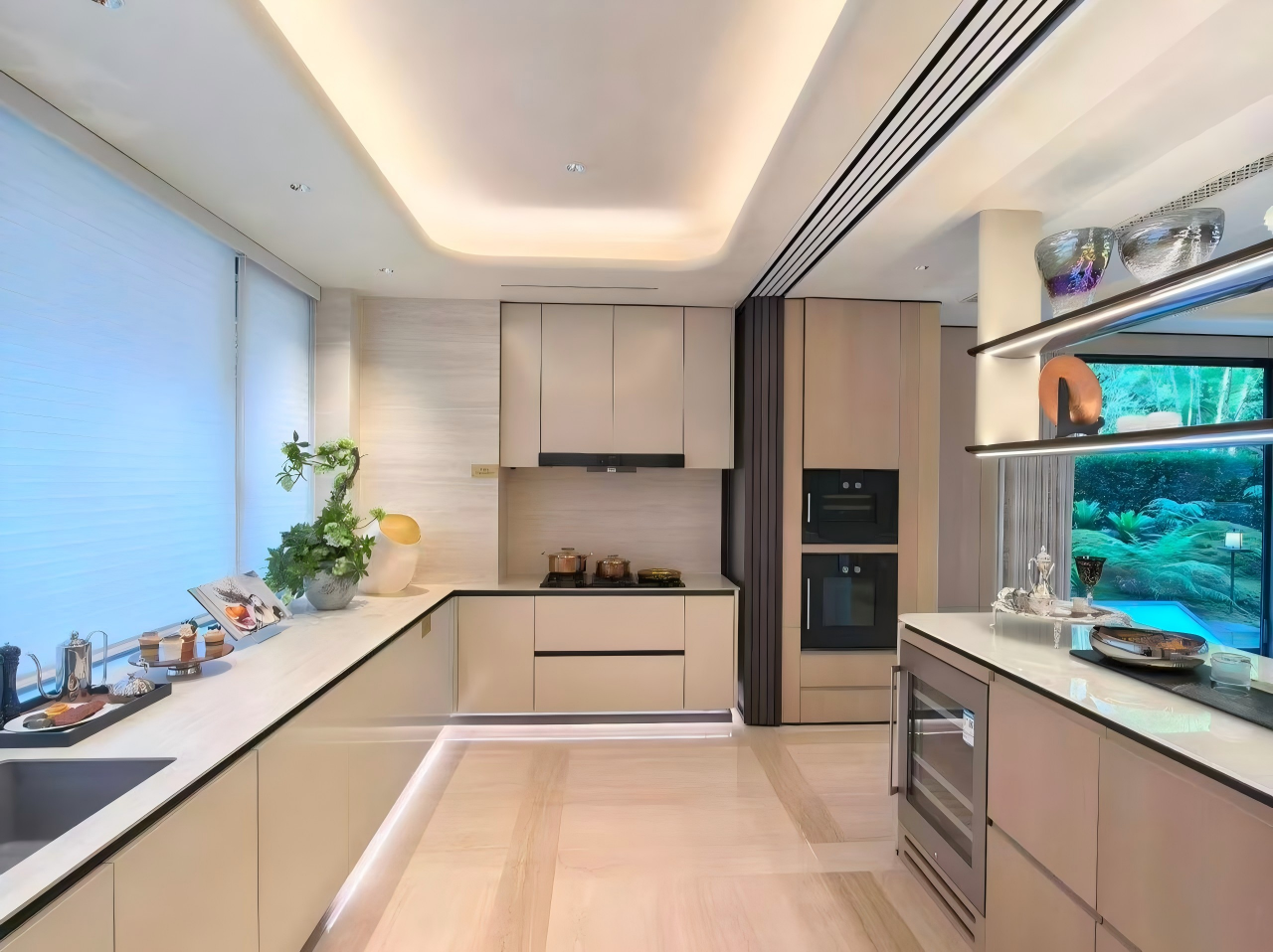 luxury-kitchen-with-marble-island-and-dark-cabinets