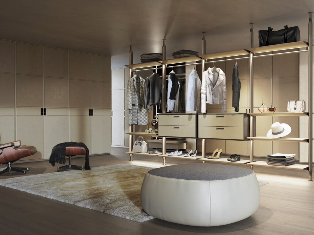 luxury modular walk in wardrobe with open display storage 1