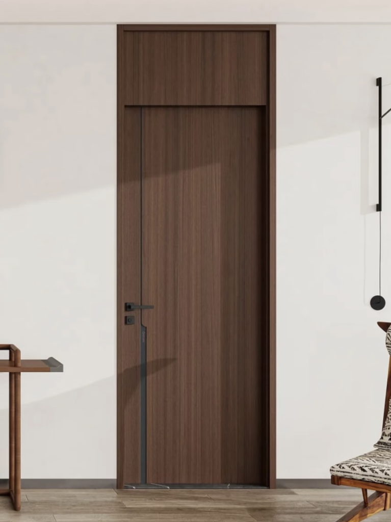 minimalist walnut wood flush door for contemporary interiors