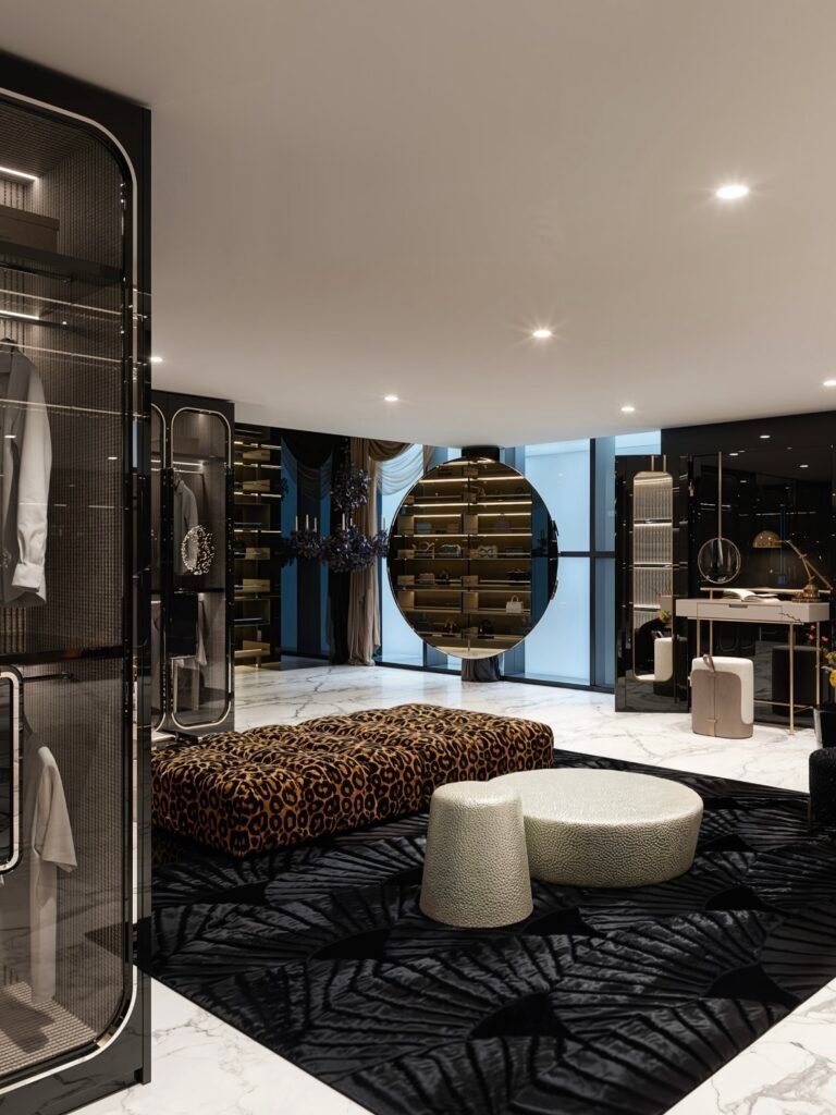 modern black dressing room custom storage cabinets
