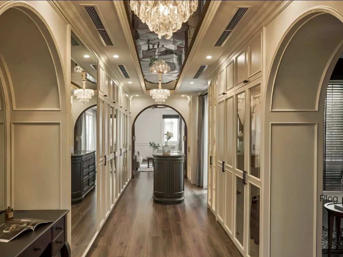 modern classic walk in closet custom wardrobe design Wood Veneer Wardrobes