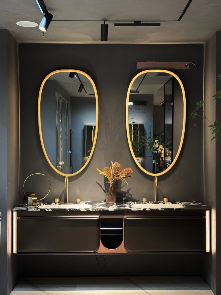 modern floating bathroom vanity with double washbasin