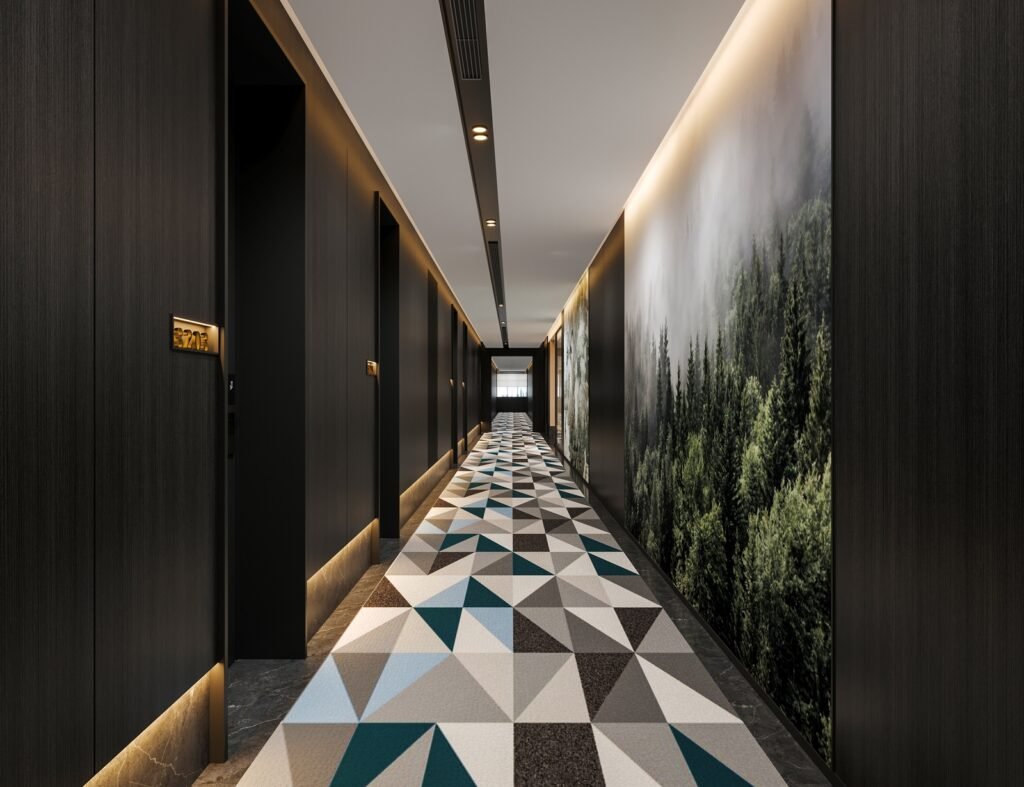 Modern hotel room furnishings corridor design