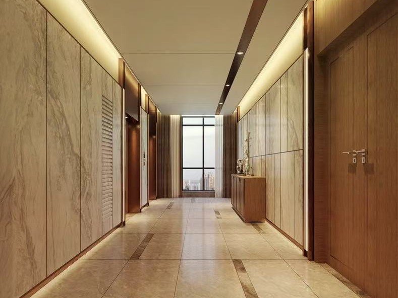 modern-hotel-corridor-wood-wall-panel