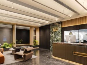 modern hotel lobby reception custom furniture 1 Custom hotel room furnishings lounge area