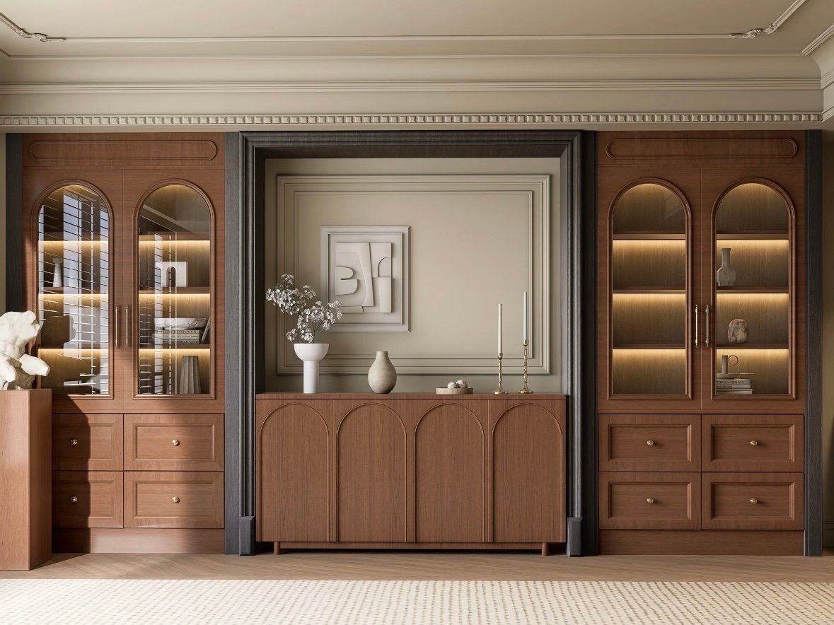 Custom kitchen cabinets walnut storage design