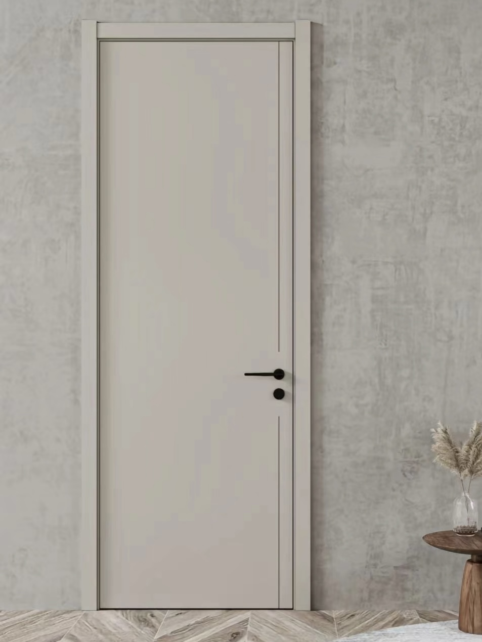 Modern minimalist gray interior door