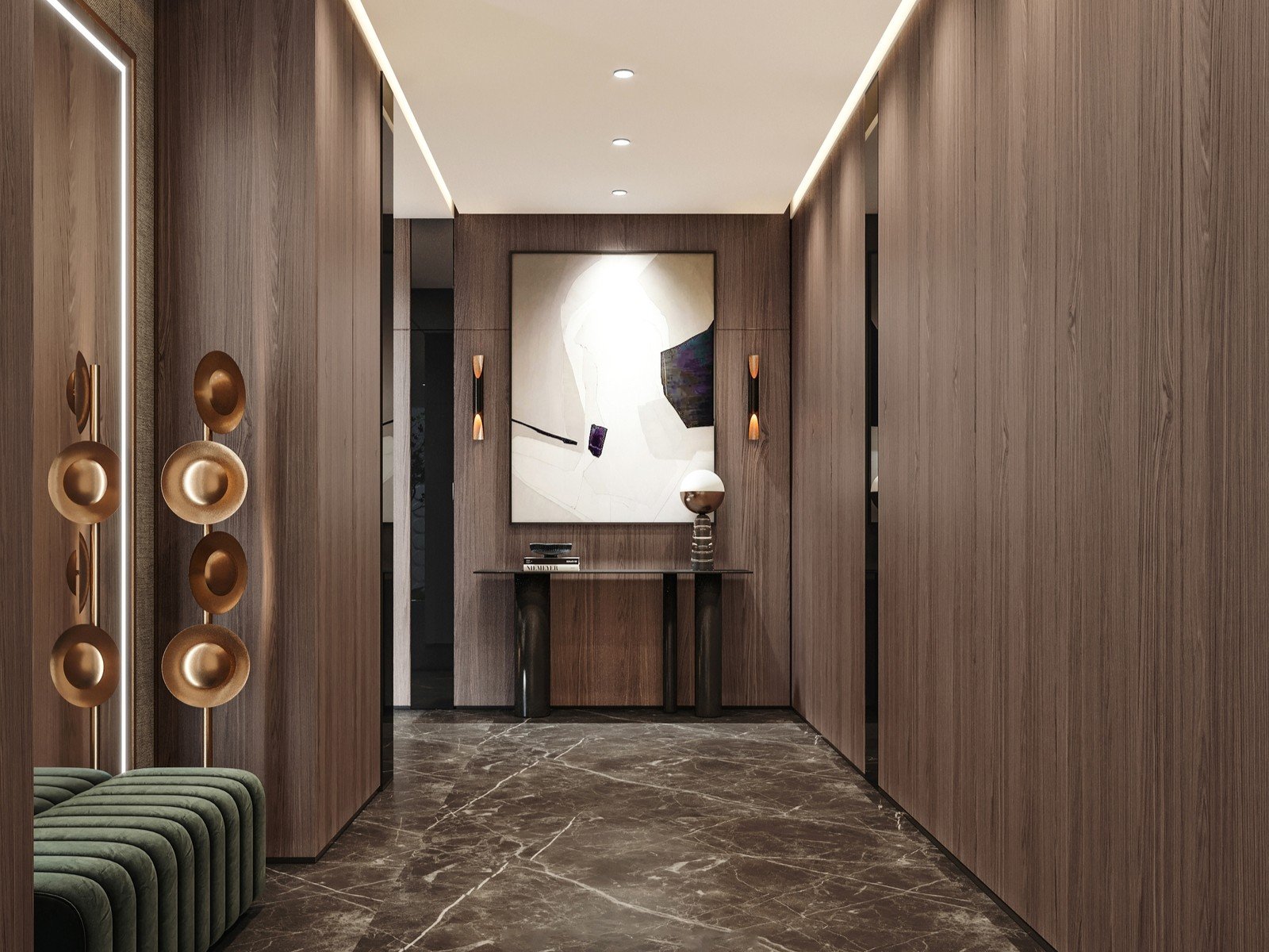 walnut wood entryway custom wall panels walnut-wood-entryway-custom-wall-panels