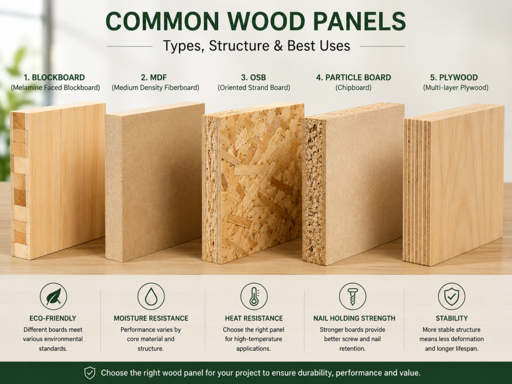 Comparison chart of common wood panels