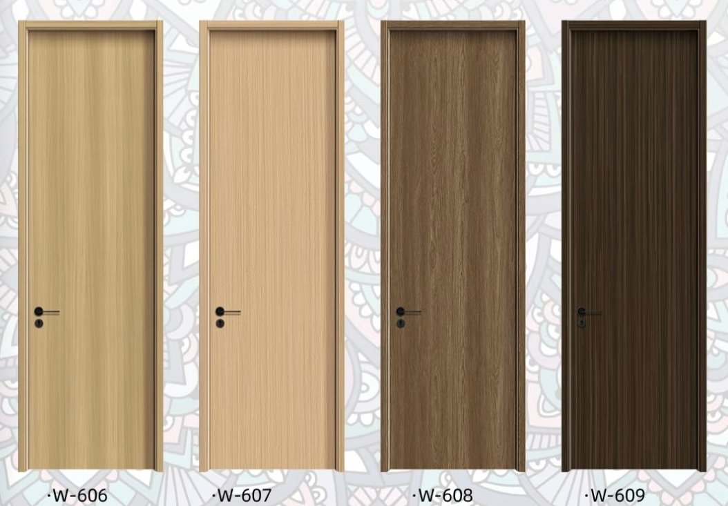 WPC interior door finishes including oak and walnut designs