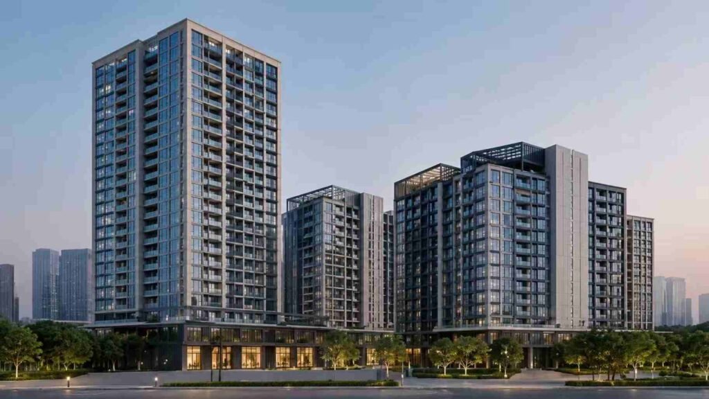 Custom aluminum garage doors for modern apartment buildings