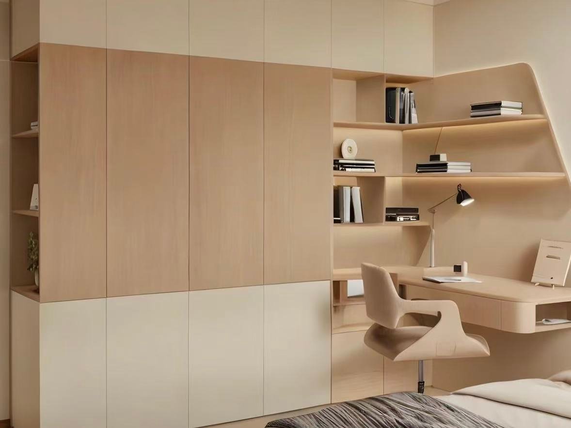 Built-in wardrobe with desk in bedroom