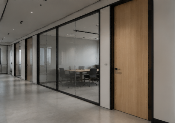Interior doors for commercial and office interior spaces