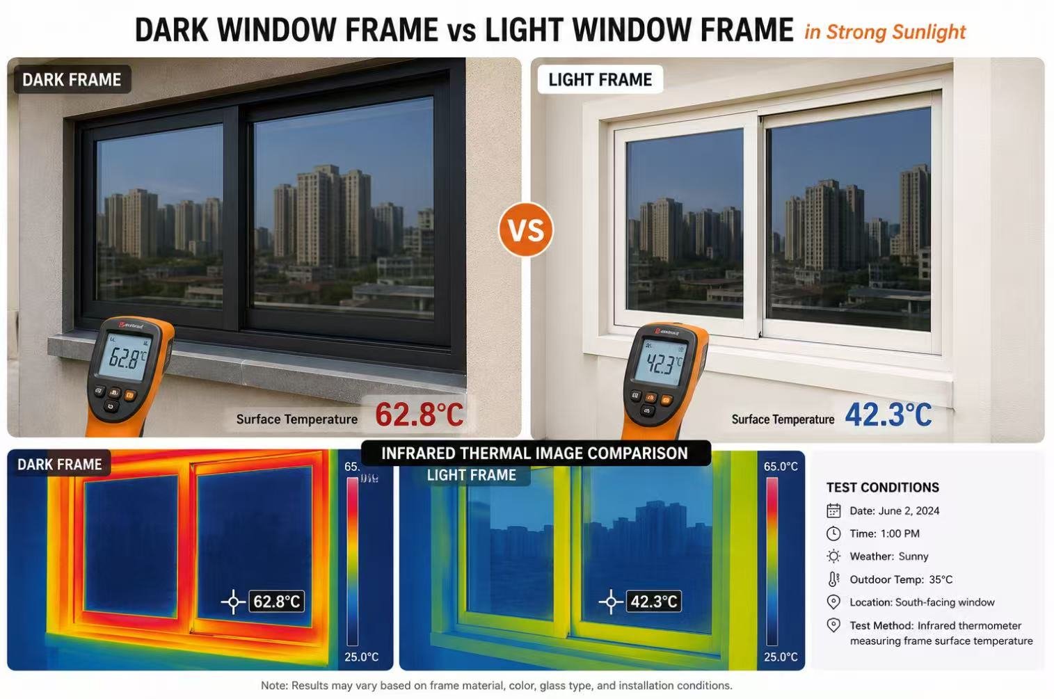 Dark versus light aluminium window frame color
