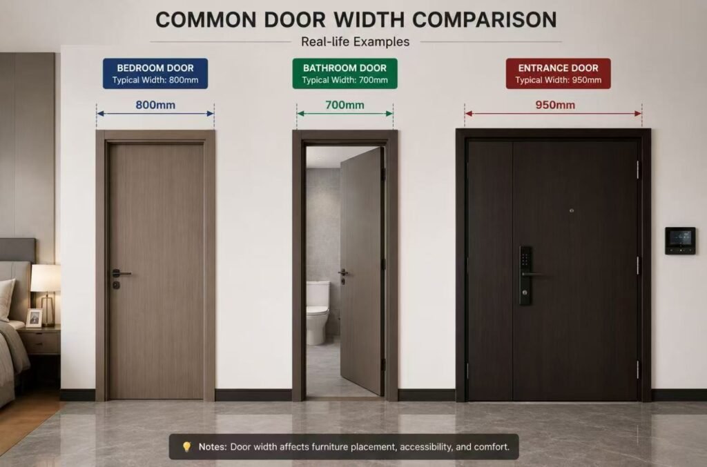 Door width comparison by room type