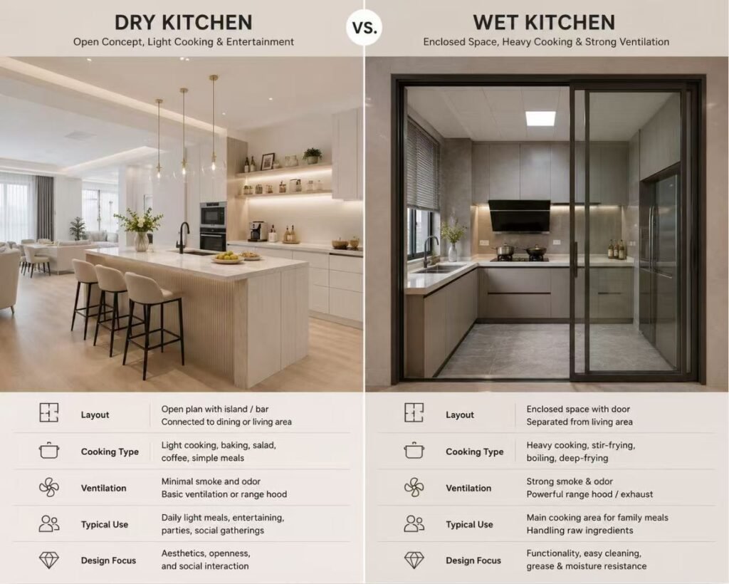 Dry kitchen versus wet kitchen Malaysia