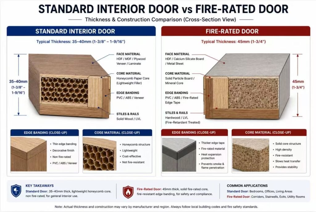 Fire door versus standard door thickness