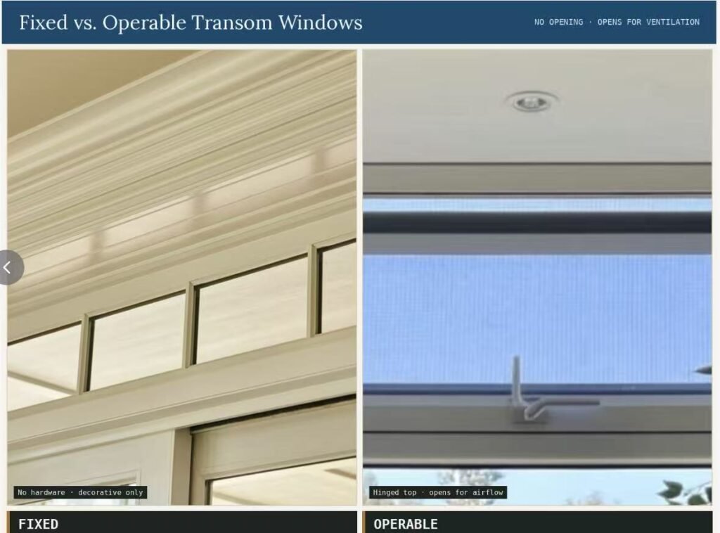 Fixed versus operable transom window