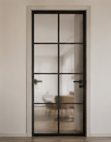 Black frame glass panel interior door