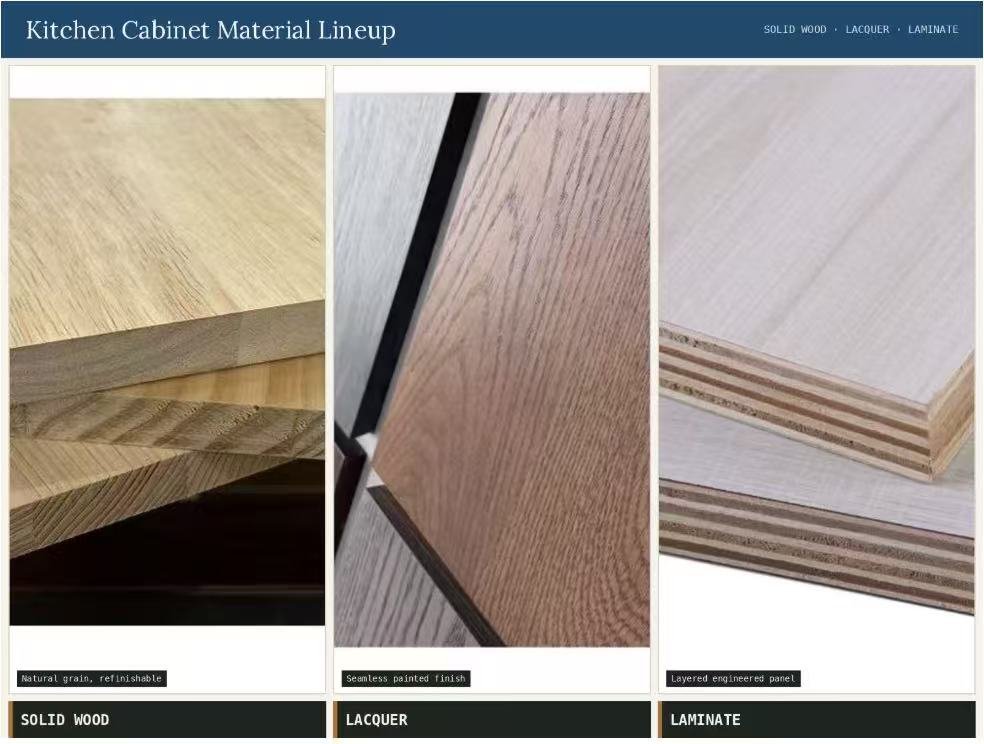 Solid wood lacquer and laminate cabinets compared