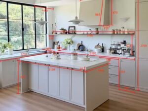 kitchen island dimensions diagram 1 Kitchen island dimensions labeled in millimeters