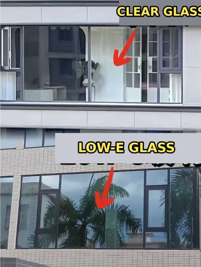 Low-E glass coating reflecting heat diagram