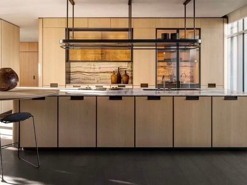 Luxury villa kitchen with premium island cabinets