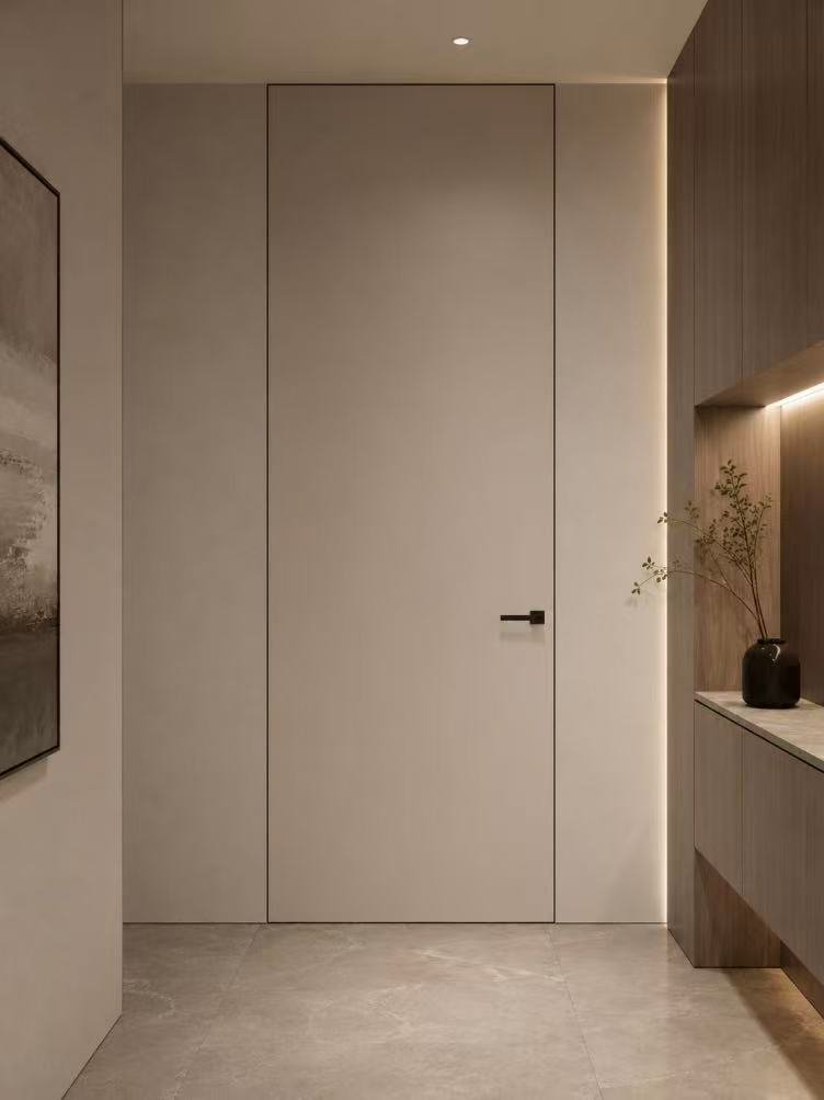 Minimalist flush interior door
