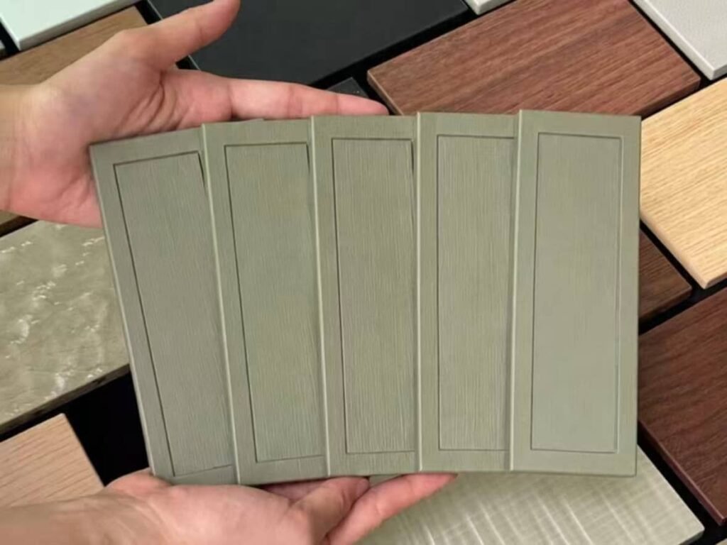 Sage green cabinet batch color consistency check
