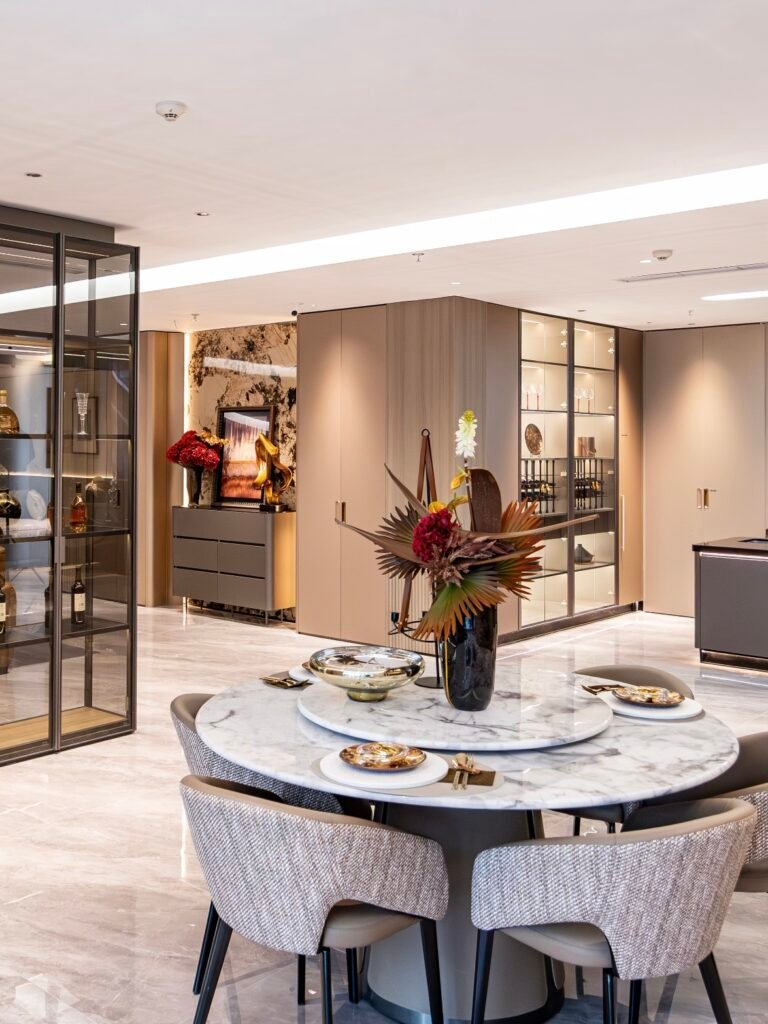 Luxury interior showroom dining area delivered unit