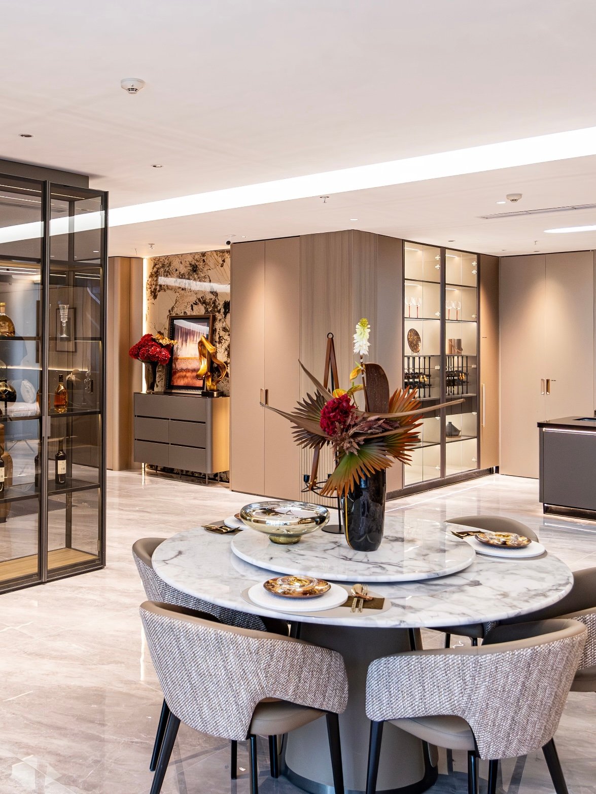serve developers contractors showroom interior Luxury interior showroom dining area delivered unit
