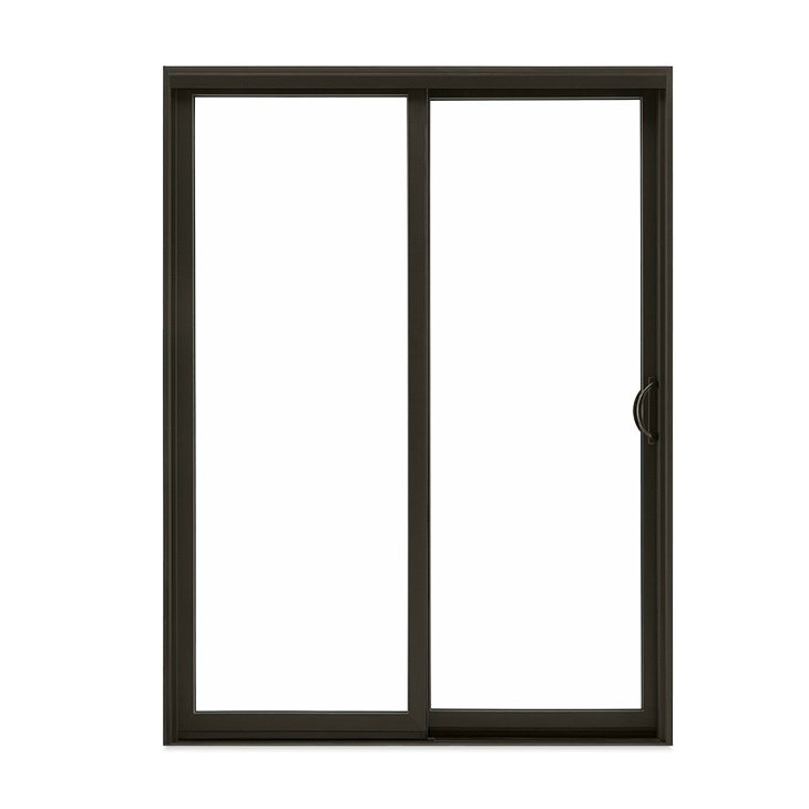 Bronze frame two-panel sliding door with handle