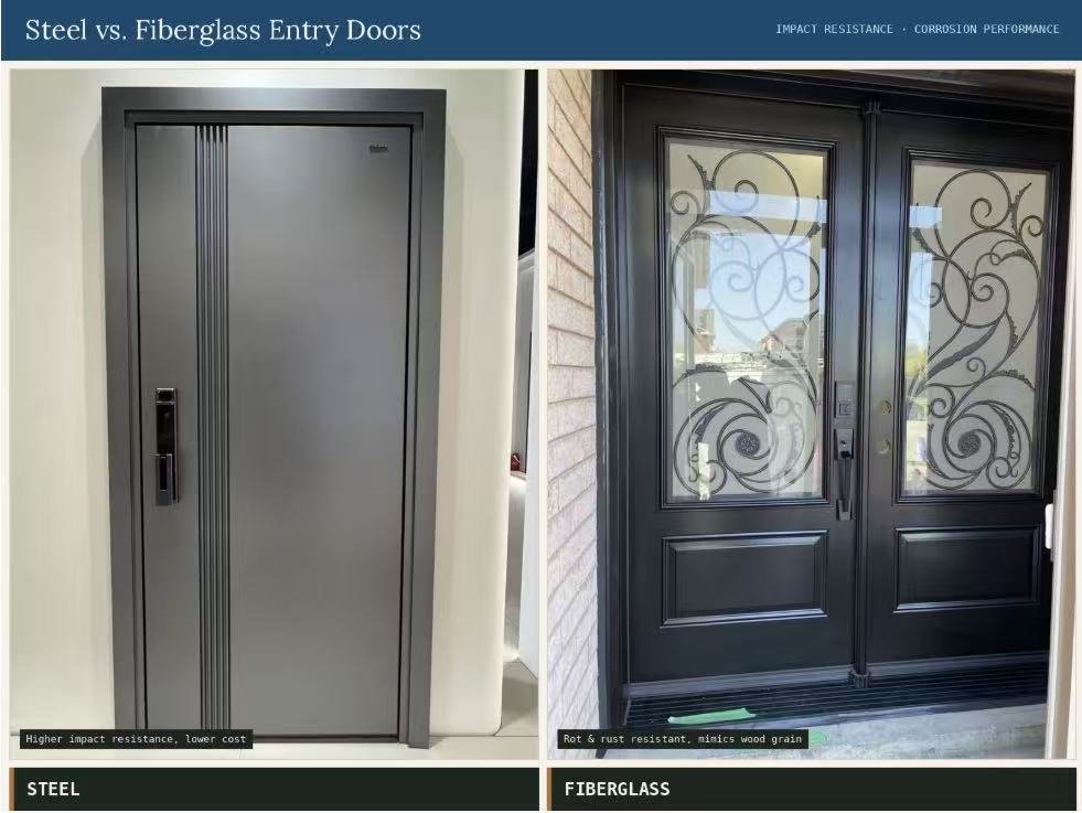 Steel versus fiberglass entry door comparison